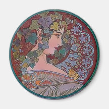 Art Deco Mucha Woman mosaic Refrigerator Magnet