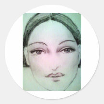 art deco pencil round sticker