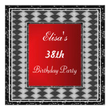 Art Deco Simple Birthday Party Invitation Red