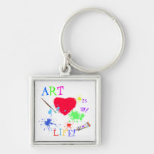 ART is my LIFE!-Painted Heart Keychains