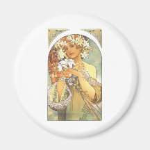 Art Nouveau - Alphonse Mucha "Flower" Fridge Magnets
