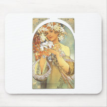 Art Nouveau - Alphonse Mucha "Flower" Mouse Mat