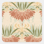 art nouveau bold floral decorative pattern square stickers