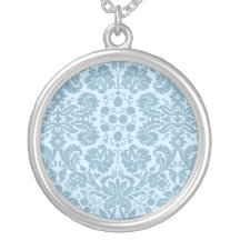 Art nouveau damask turquoise floral design necklaces