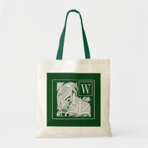 Art Nouveau Heron Monogram Tote Bag