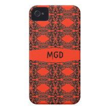 Art nouveau in gothic black lace with monogram iPhone 4 Case-Mate cases