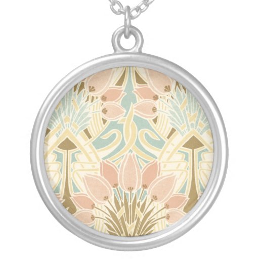 art nouveau nature floral pattern art custom necklace