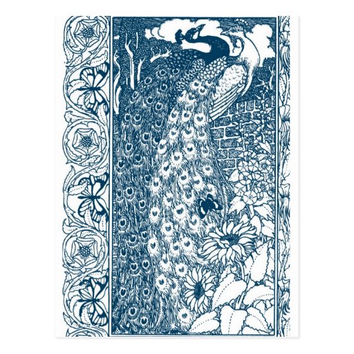 Art Nouveau Peacocks Post Card