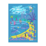 Art Postcard: Larvotto Beach Monaco Summer Drawing postcards