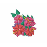 Art Top: Joanne Short Embroidered Hibiscus. Green embroidered shirts