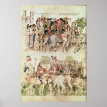 Arthur and his knights setting out on the posters