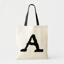 Artistic Letter "A" Woodcut Woodblock Initial Tote Bags