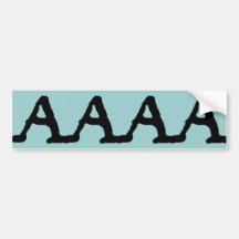 Artistic Letter "A" Woodcut Woodblock Initial Bumper Sticker