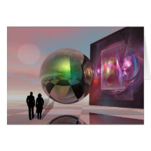 Artistic sci-fi card "New horizons"