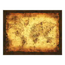 Arty Vintage Old World Map Print Photo Art