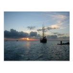 Aruba with boat & sunset post card