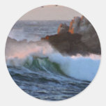 Asilomar Beach Wave Big Sur California Painted Round Sticker