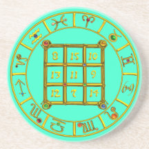ASTRAL CODE , blue turquase Drink Coasters