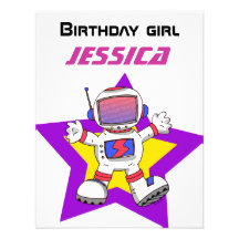 Astronaut birthday girl invites