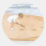 "At the Seaside" Round Sticker