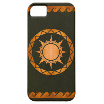 Atlantean Sky Copper on Green Leather iPhone 5 Cases