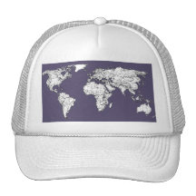 Atlas in dark lilac hat