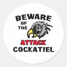 Attack Cockatiel Round Stickers
