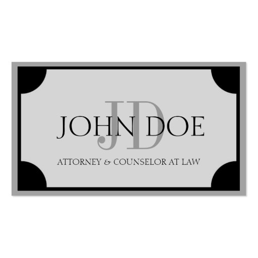 Attorney Platinum Monogram/Border Business Cards