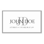 Attorney White/Platinum Monogram/Border Business Card Templates