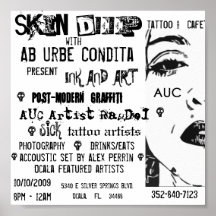 AUC, Skin Deep , tattoo &  Cafe', with, Ab Urbe... Posters