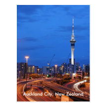 Auckland City, New Zealand At Dusk Post Card