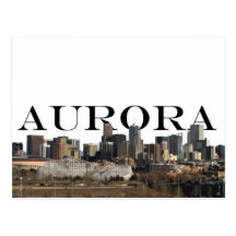 Aurora CO Skyline with Aurora in the Sky Postcard