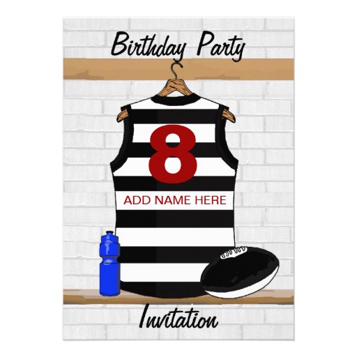 Aussie Rules Jersey Birthday party invitations