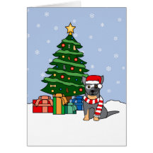 Australian Cattle Dog and Christmas Tree Greeting Cards