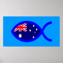 Australian Christian Fish Symbol Flag Posters