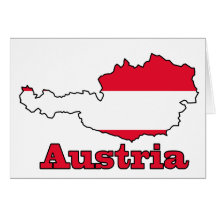Austria Flag in Map Greeting Cards