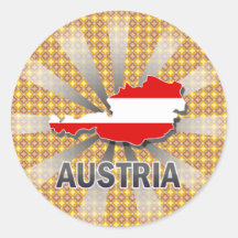 Austria Flag Map 2.0 Round Sticker