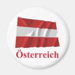 Austria Waving Civil Flag with Name in German Magnet
