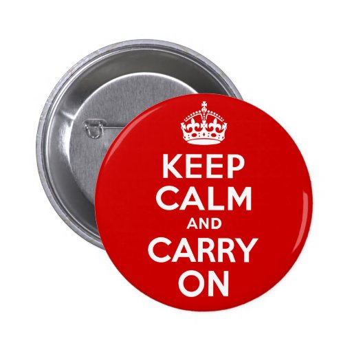 Authentic Keep Calm And Carry On Original Red Buttons