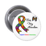Autism Awareness For My Grandson Pinback Buttons