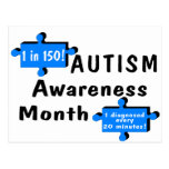 Autism Awareness Month (1 in 150 1 Every 20 Min) Postcards