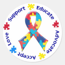 Autism Awareness Round Sticker