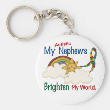 Autism BRIGHTEN MY WORLD 1 Nephews Keychains