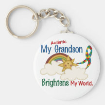 Autism BRIGHTENS MY WORLD 1 Grandson Key Chains