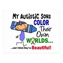 Autism COLOR THEIR OWN WORLDS Sons Post Cards