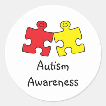 Autism Puzzle Pieces Round Sticker