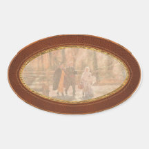 Autumn - A walk in the countryside Oval Stickers