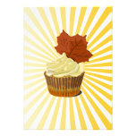 Autumn cupcake with blast line pattern personalized announcement