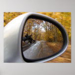 AUTUMN / FALL IN THE REAR VIEW MIRROR SPORTS CAR POSTERS