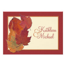 Autumn Leaves II Monogrammed Wedding Invitation
